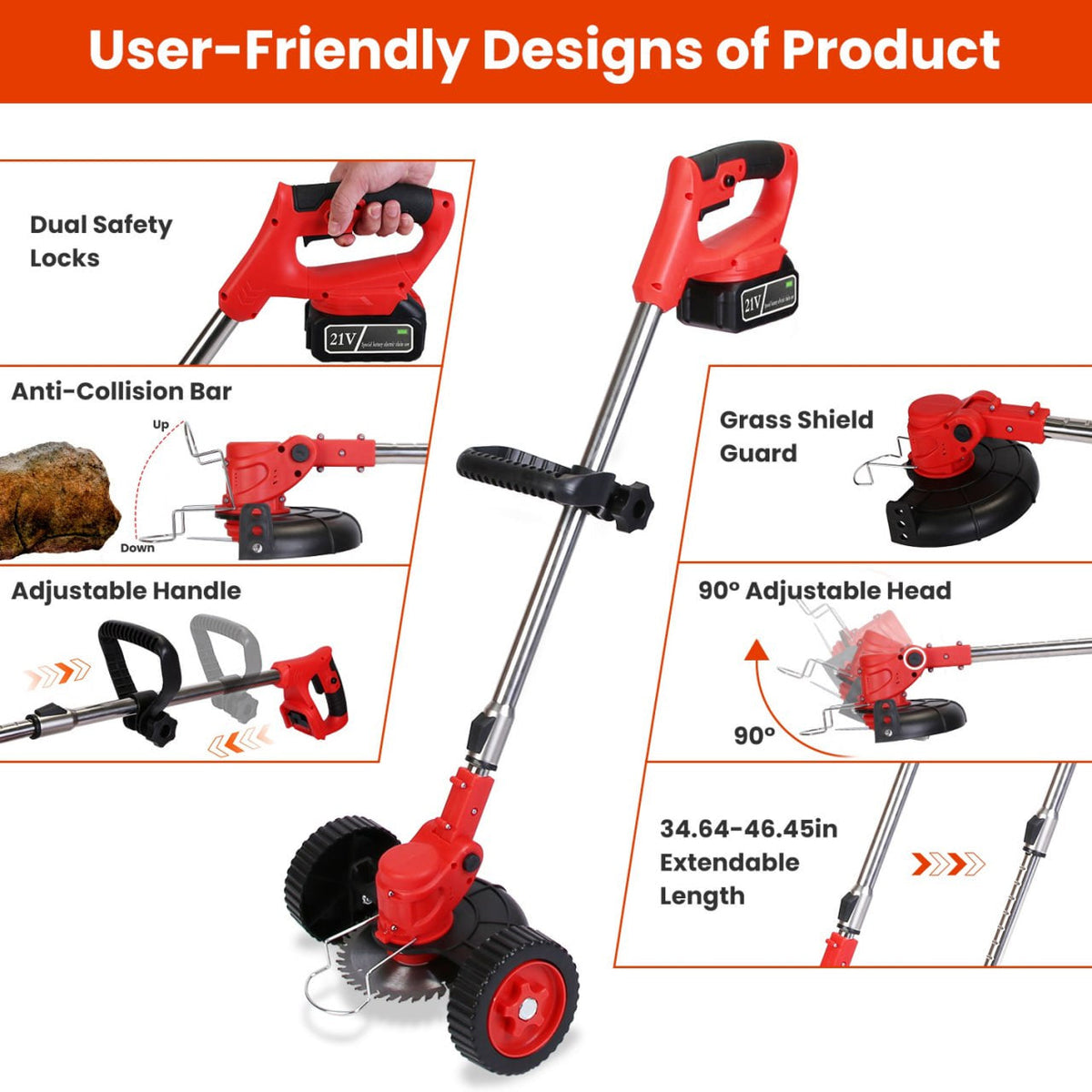 Yardex Wheeled Cordless Weed Eater & 800W Brush Cutter