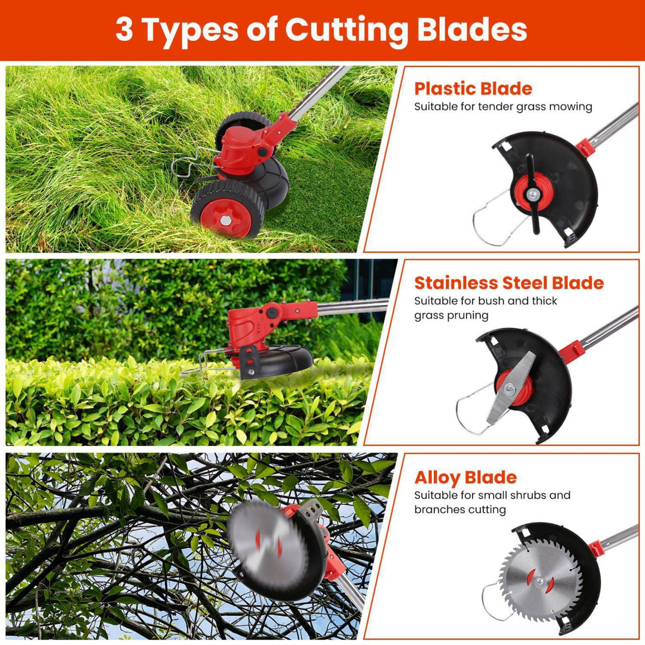 Yardex Wheeled Cordless Weed Eater & 800W Brush Cutter