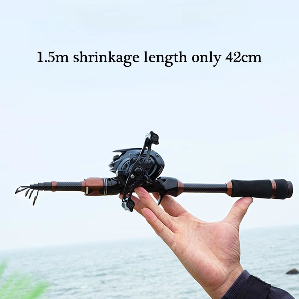 TrueFiss 2.1M Carbon Fiber Telescopic Fishing Rod - Portable & High Strength