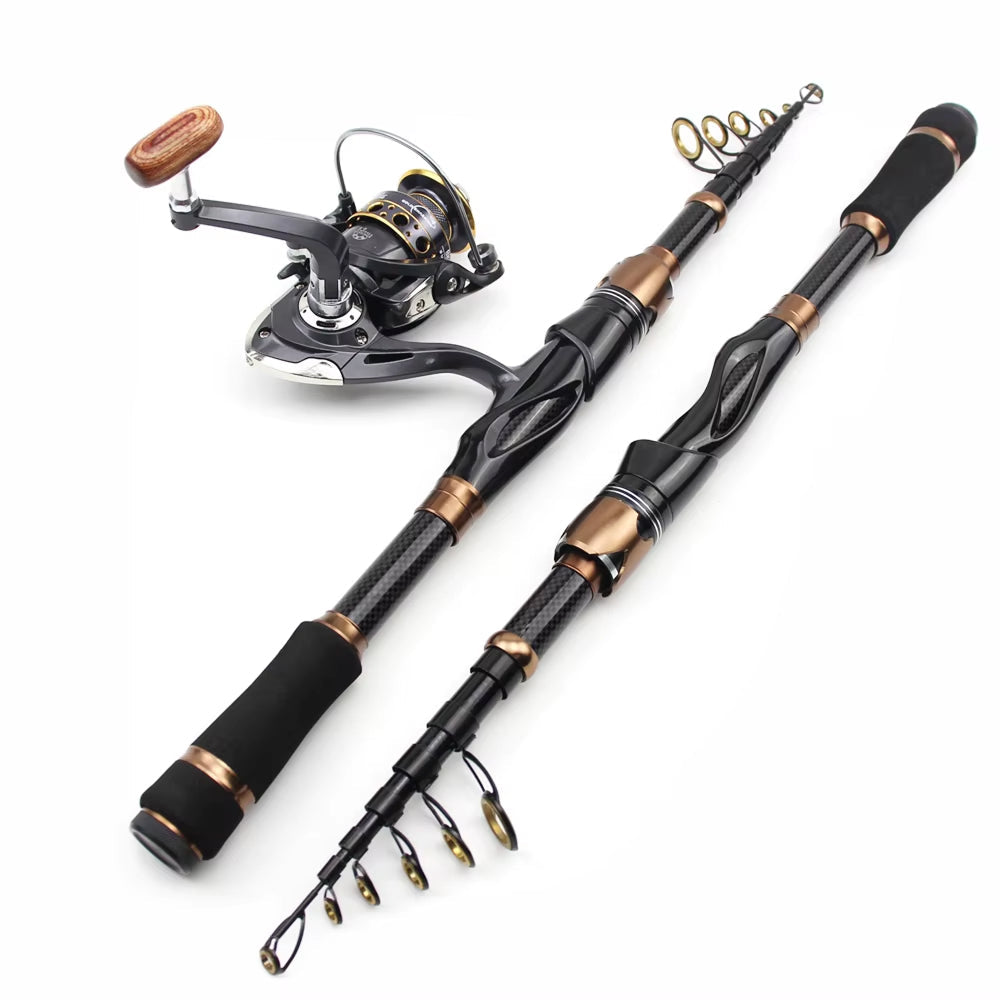 TrueFiss 2.1M Carbon Fiber Telescopic Fishing Rod - Portable & High Strength