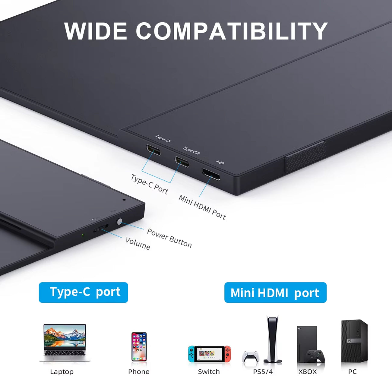 VezeeMax 15.6" Portable Monitor 1080P FHD HDR IPS