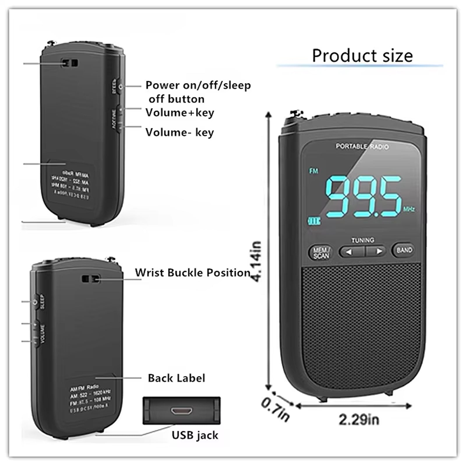VibeOnic Portable AM/FM Emergency Radio with 10HR Battery