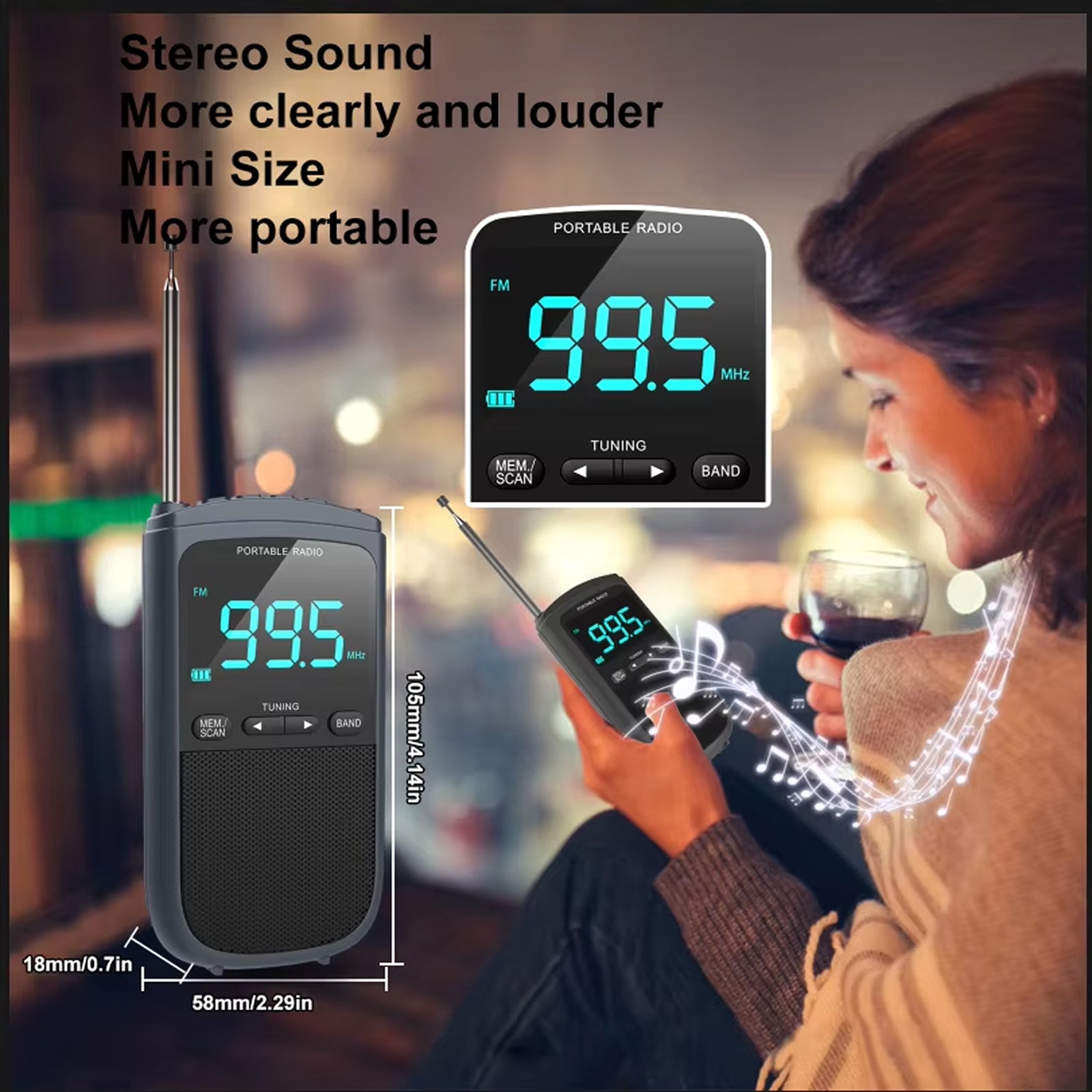 VibeOnic Portable AM/FM Emergency Radio with 10HR Battery