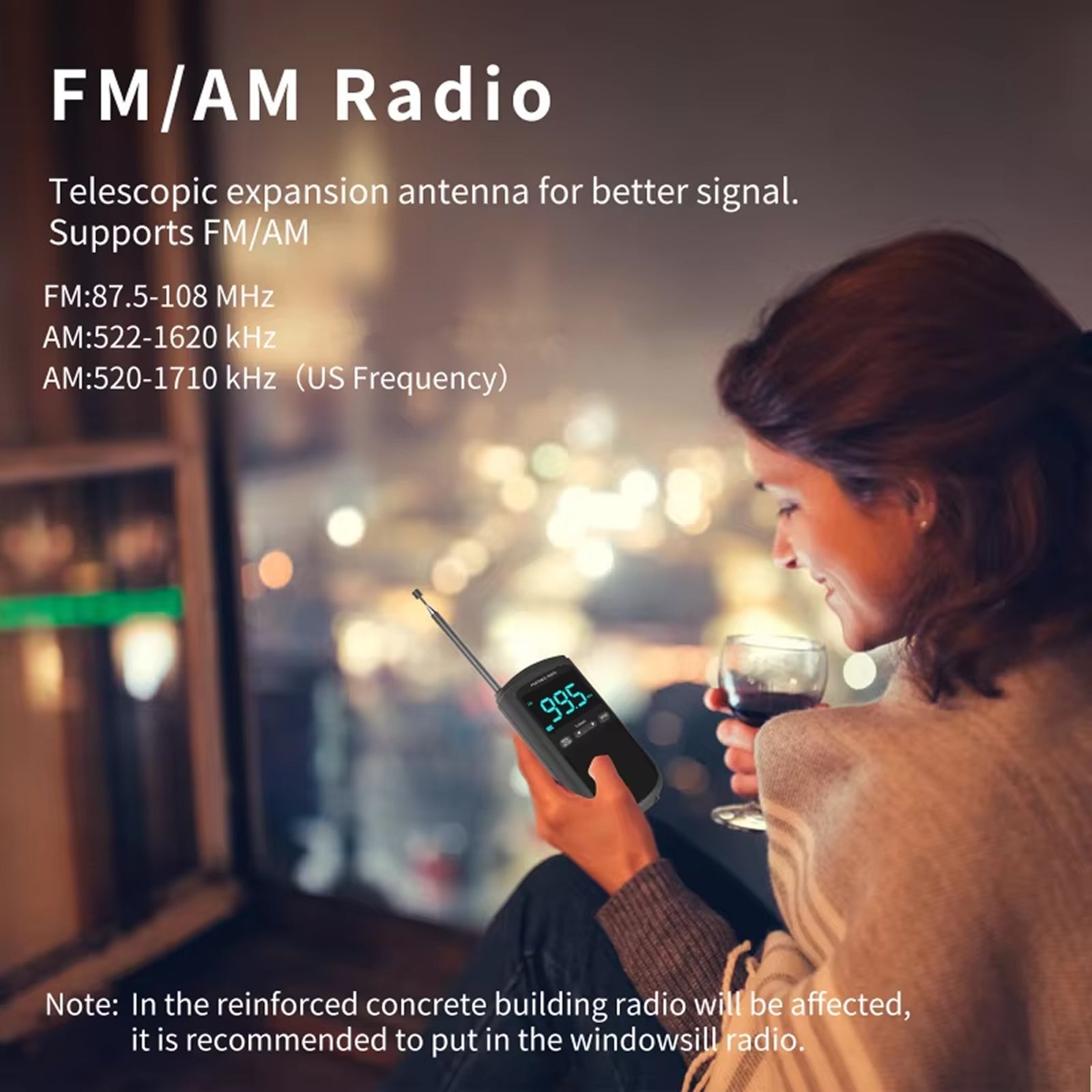 VibeOnic Portable AM/FM Emergency Radio with 10HR Battery