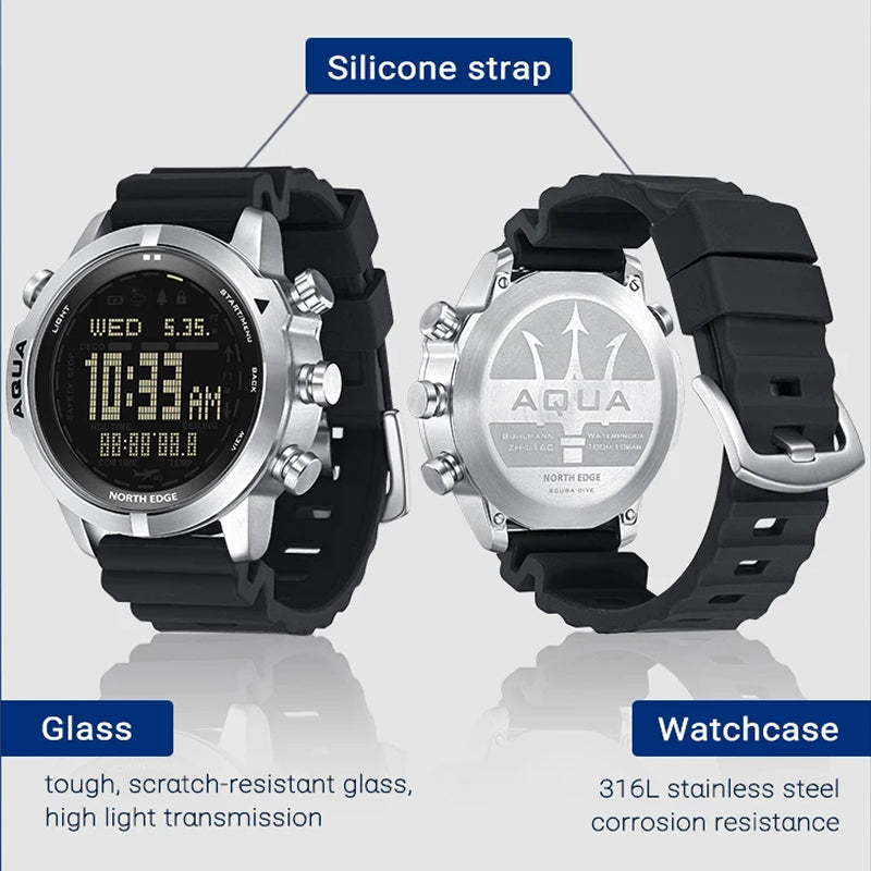 WavyTimer Professional Dive Computer & Stainless Steel Timepiece