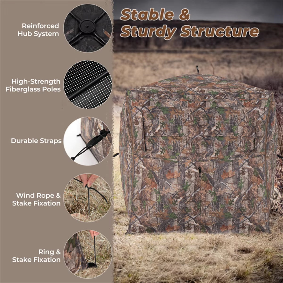 HisisBus 360-Degree See-Through Hunting Ground Blind