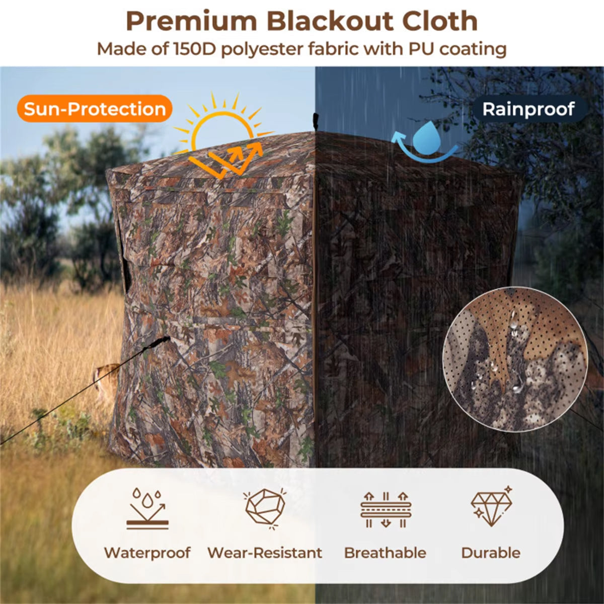 HisisBus 360-Degree See-Through Hunting Ground Blind