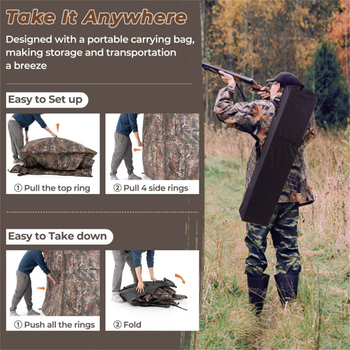HisisBus 360-Degree See-Through Hunting Ground Blind