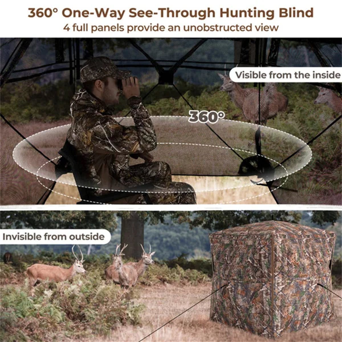 HisisBus 360-Degree See-Through Hunting Ground Blind