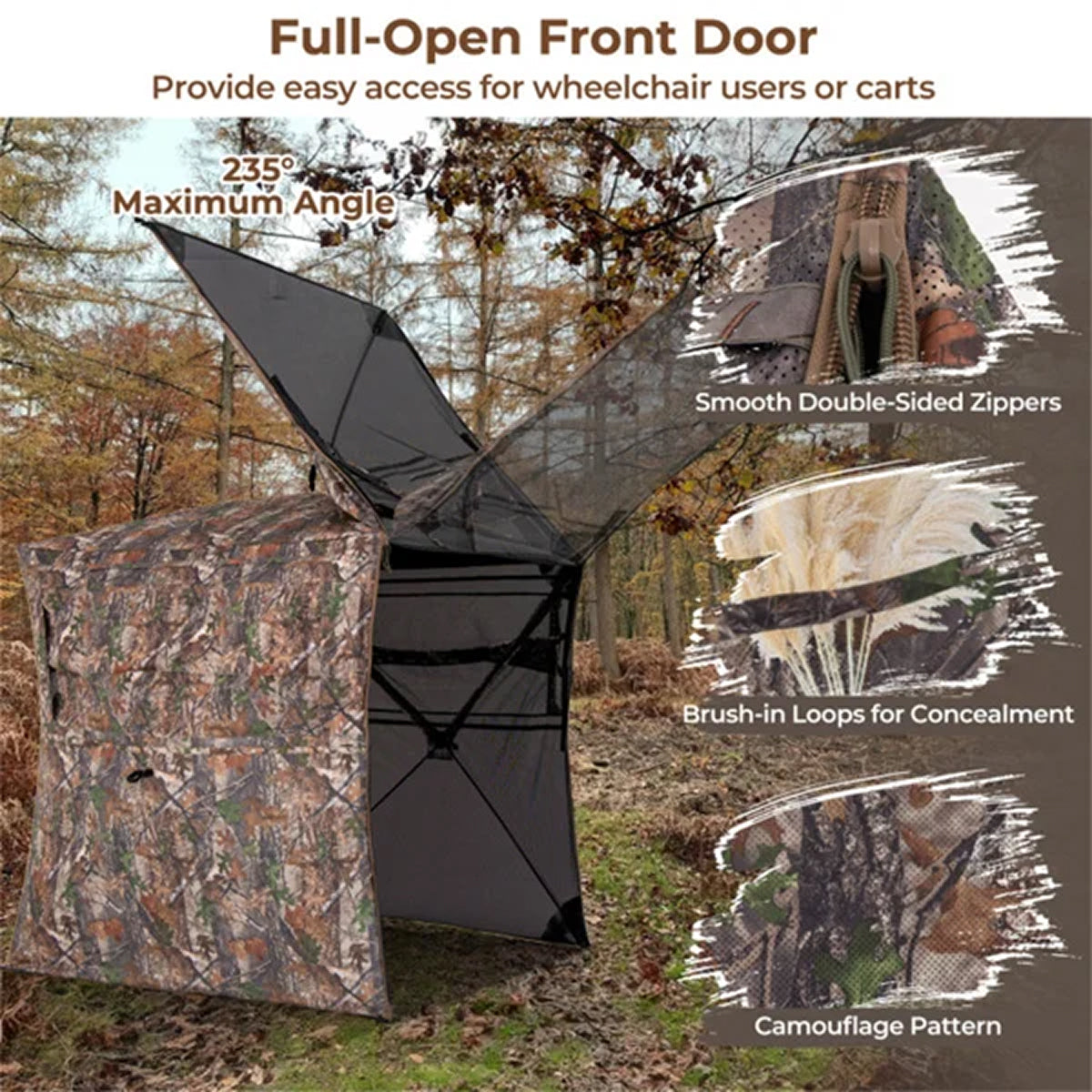 HisisBus 360-Degree See-Through Hunting Ground Blind