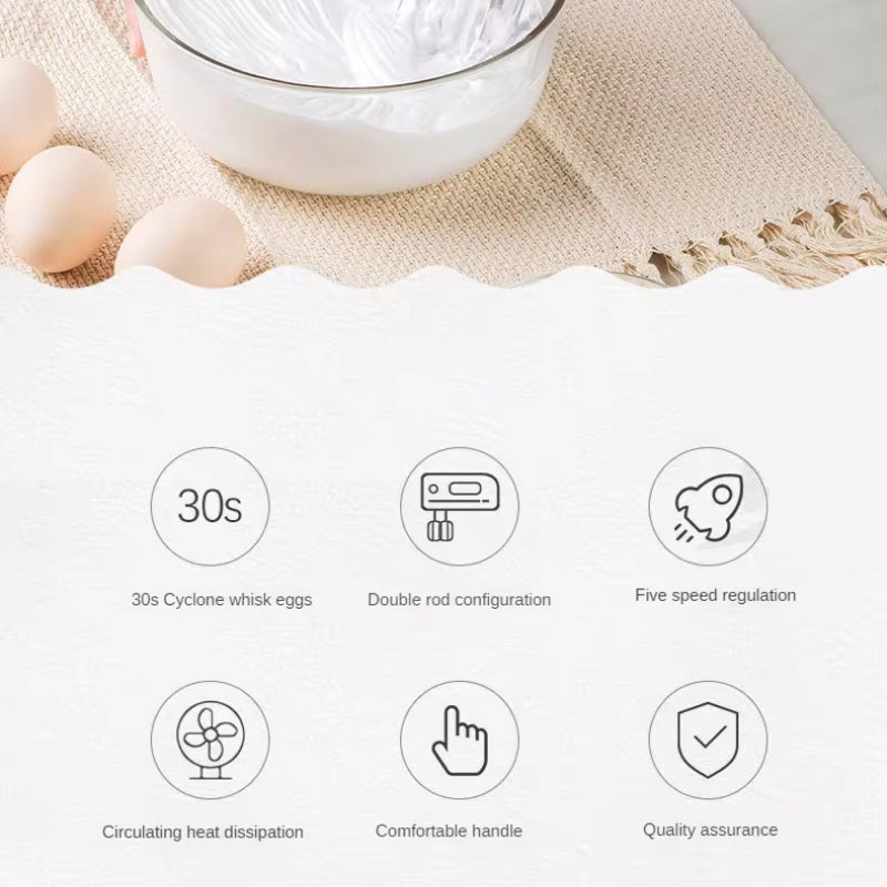 Wizapert 300W Hand Mixer with 5 Speeds and Cyclone Whisking