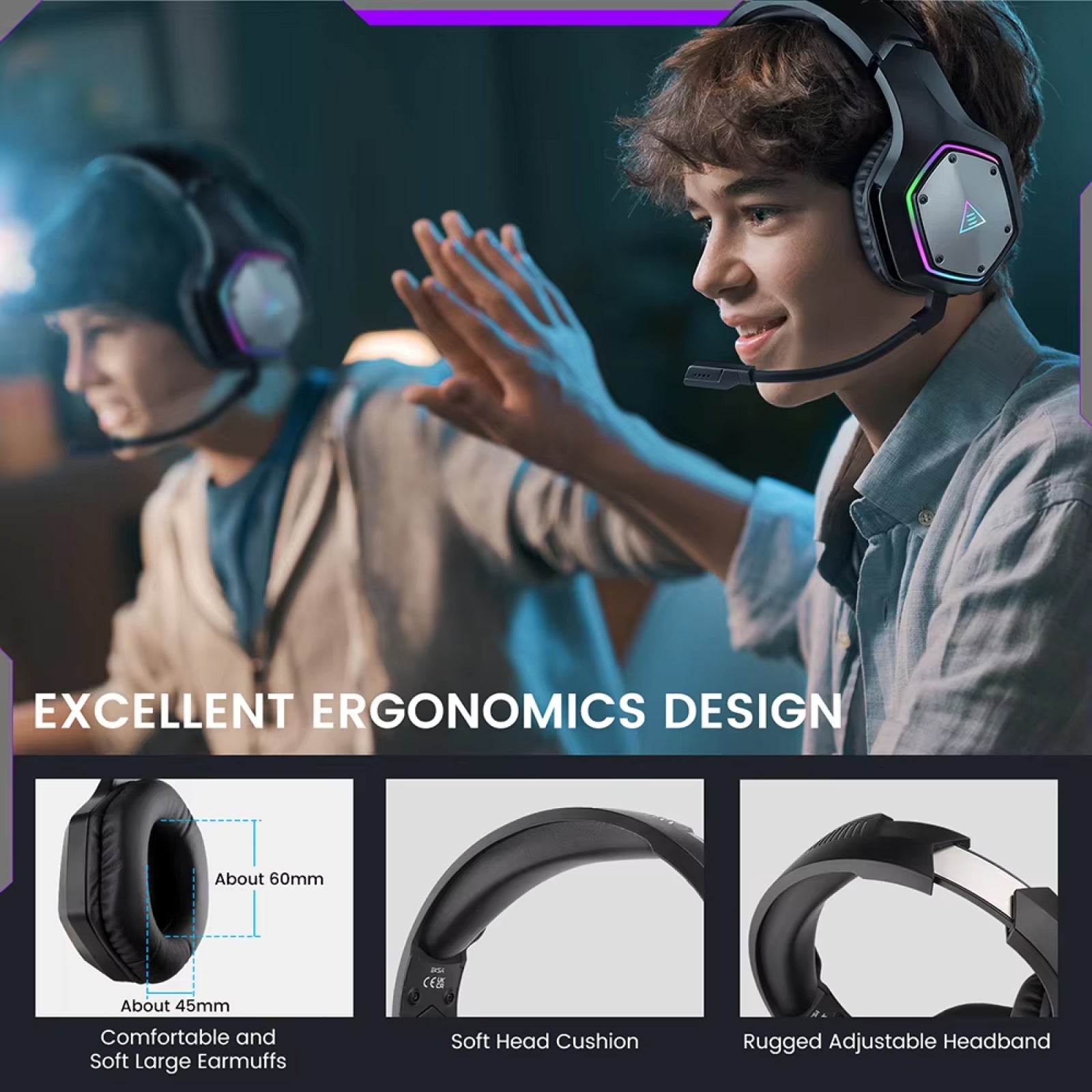 WodenEko Wireless Gaming Headset 7.1 Surround Sound