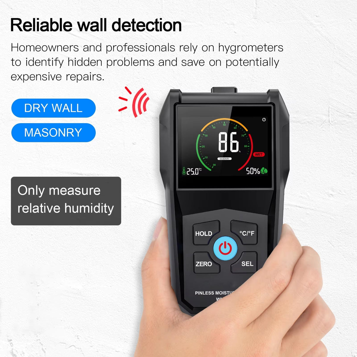 Wudetter Pinless Wood Moisture Meter | Non-Destructive Subsurface Scanner