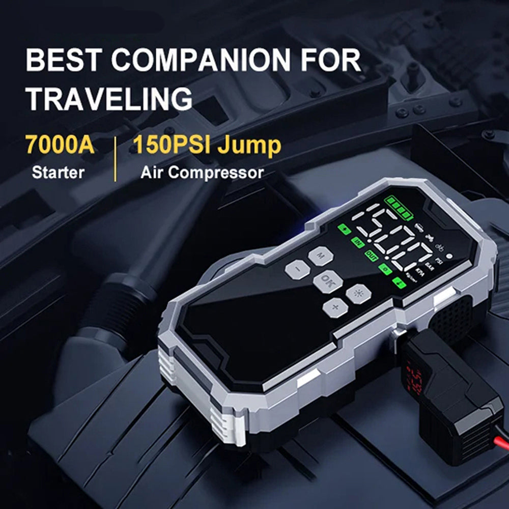 ZapixRev 7000A Portable Car Jump Starter with 150PSI Air Compressor
