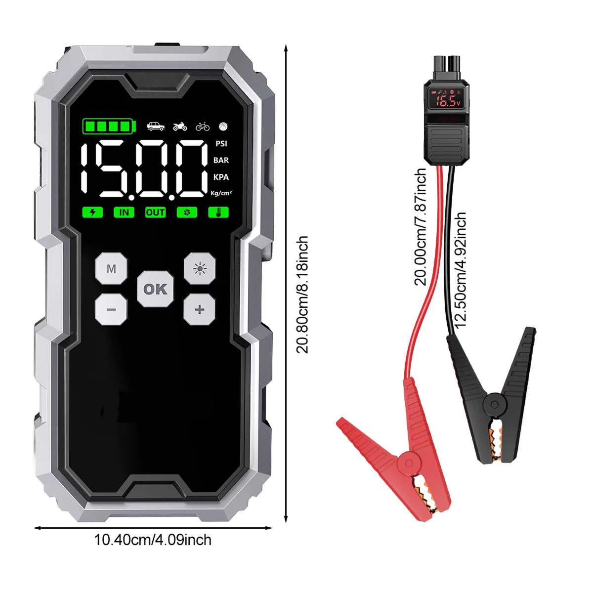 ZapixRev 7000A Portable Car Jump Starter with 150PSI Air Compressor