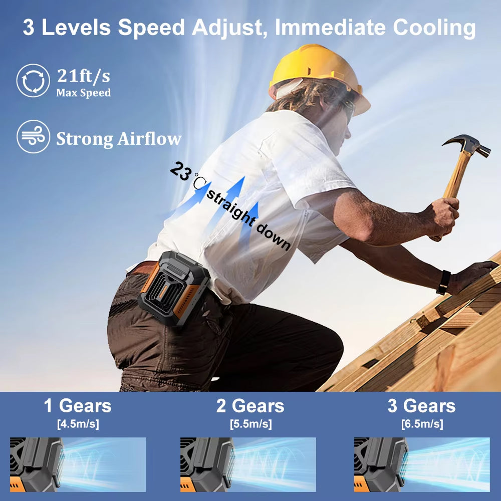 ZenBriz Hands-Free Portable Waist Fan for Hiking & Outdoor Work