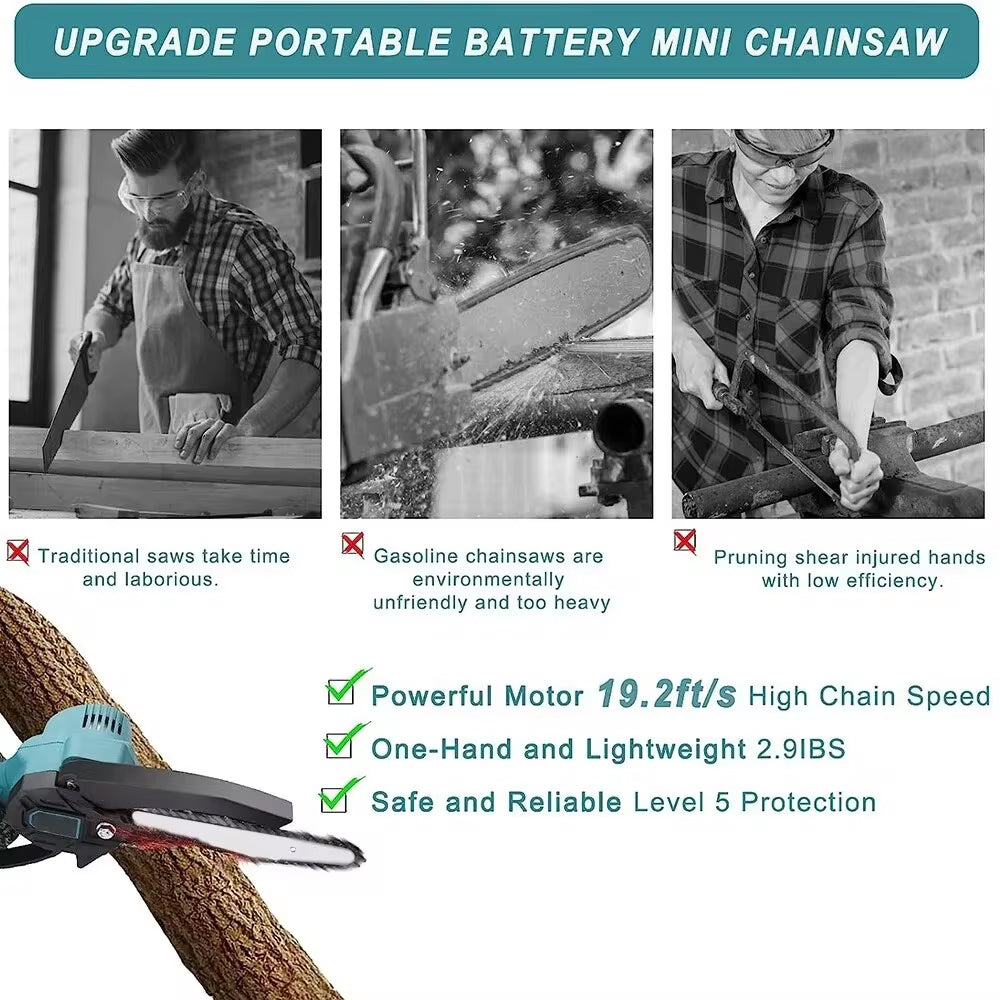 Zizacket 6-Inch Cordless Mini Chainsaw for Tree Trimming